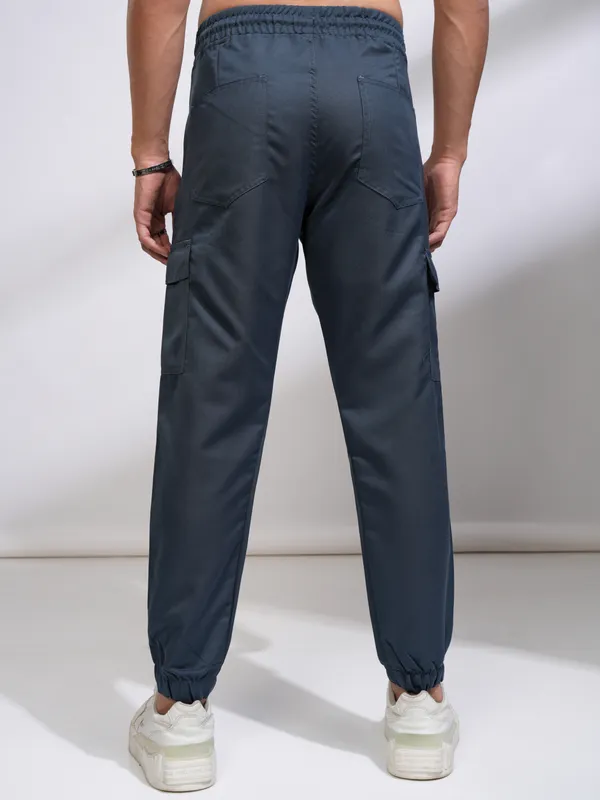 Purple By Highlander Men Blue Regular Fit Solid Joggers