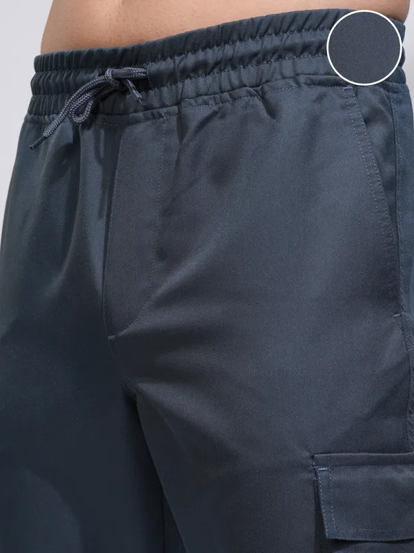 Purple By Highlander Men Blue Regular Fit Solid Joggers