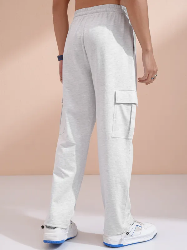 Purple By Highlander Men Grey Melange Straight Fit Solid Cargo