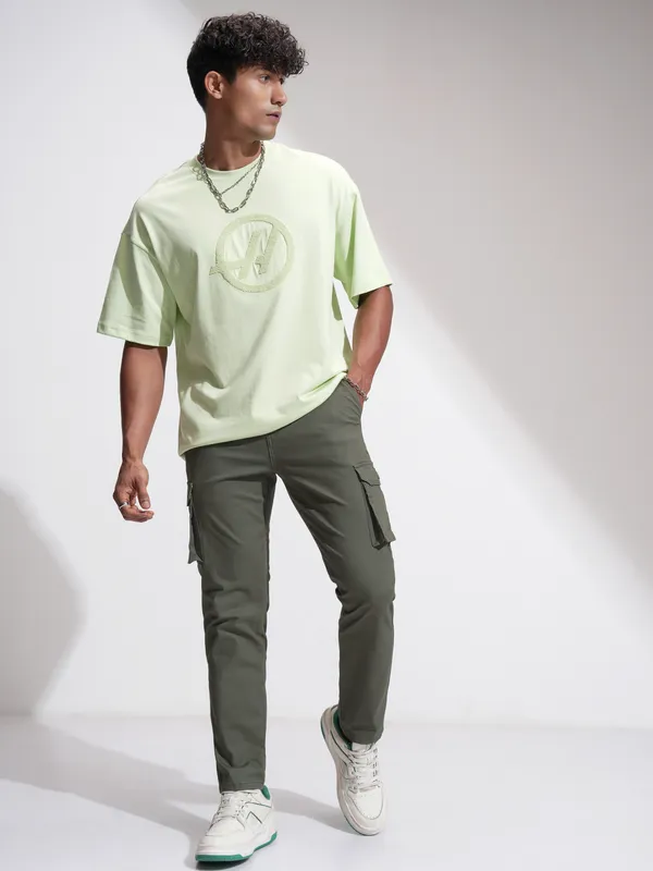 Highlander Men Brown Slim Fit Solid Cargos