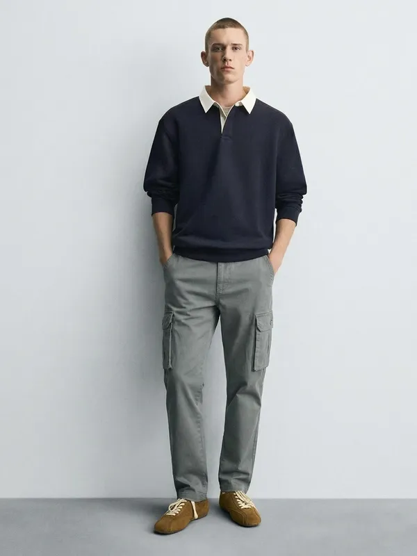 Purple By Highlander Men Grey Straight Fit Solid Cargo