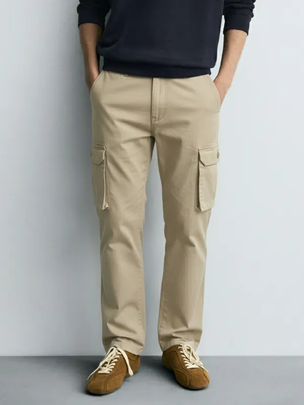 Purple By Highlander Men Grey Regular Fit Solid Cargo