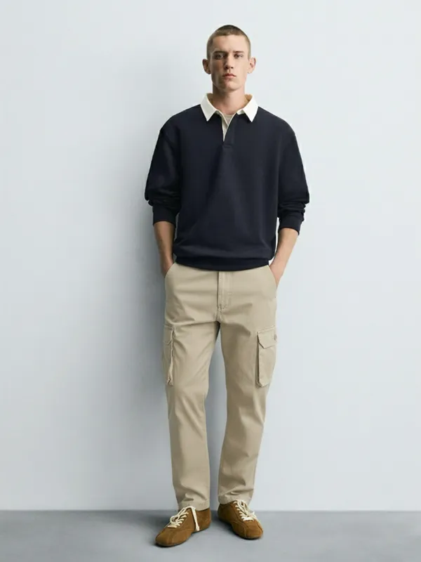 Purple By Highlander Men Grey Regular Fit Solid Cargo