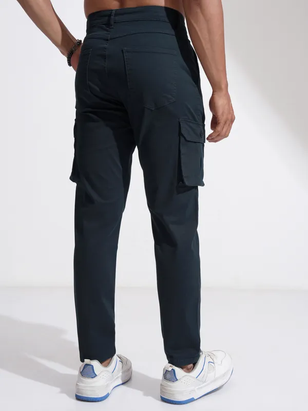 Purple By Highlander Men Blue Slim Fit Solid Cargo