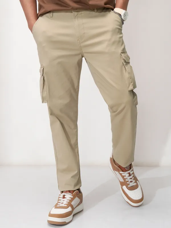 Purple By Highlander Men Khaki Tapered Fit Solid Cargo