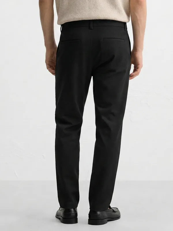 Purple By Highlander Men Black Regular Fit Solid Chinos