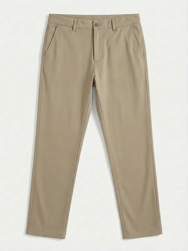 Purple By Highlander Men Beige Regular Fit Solid Chinos