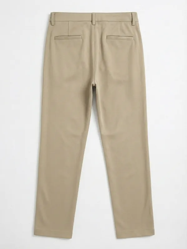 Purple By Highlander Men Beige Regular Fit Solid Chinos