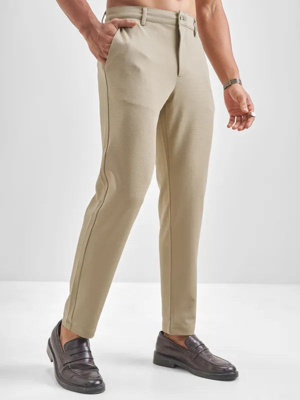 Purple By Highlander Men Beige Slim Fit Solid Chinos
