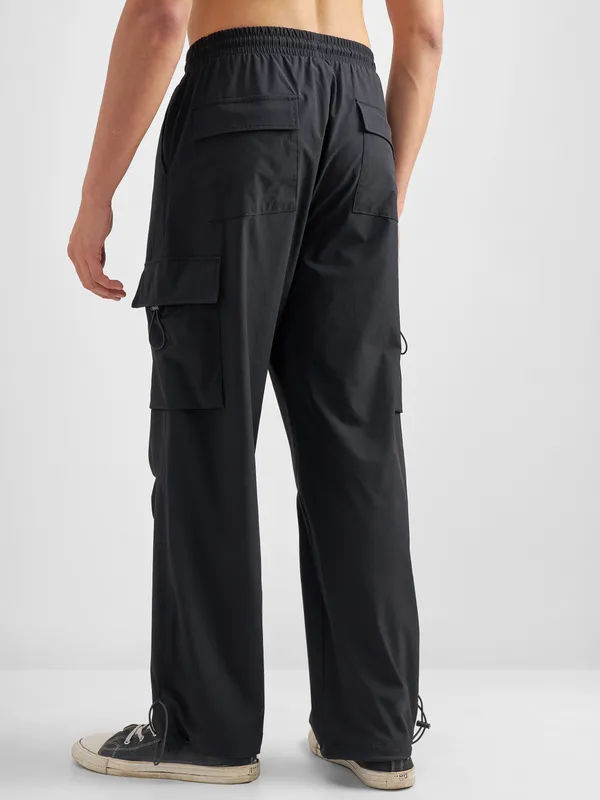 Purple By Highlander Men Black Baggy Fit Solid Cargos