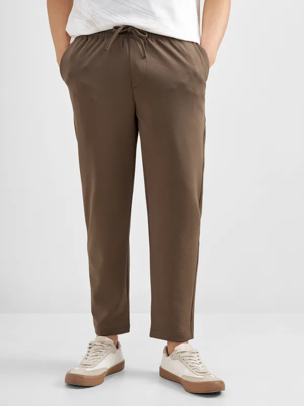 Purple By Highlander Men Brown Tapered Fit Solid Regular Trouser