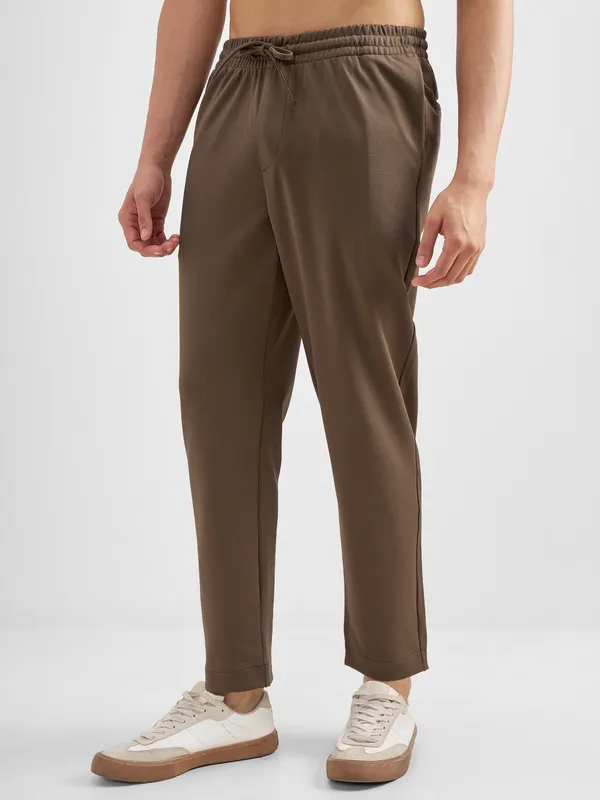 Purple By Highlander Men Brown Tapered Fit Solid Regular Trouser