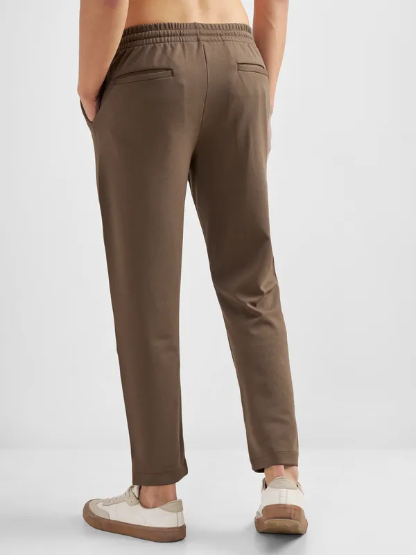 Purple By Highlander Men Brown Tapered Fit Solid Regular Trouser