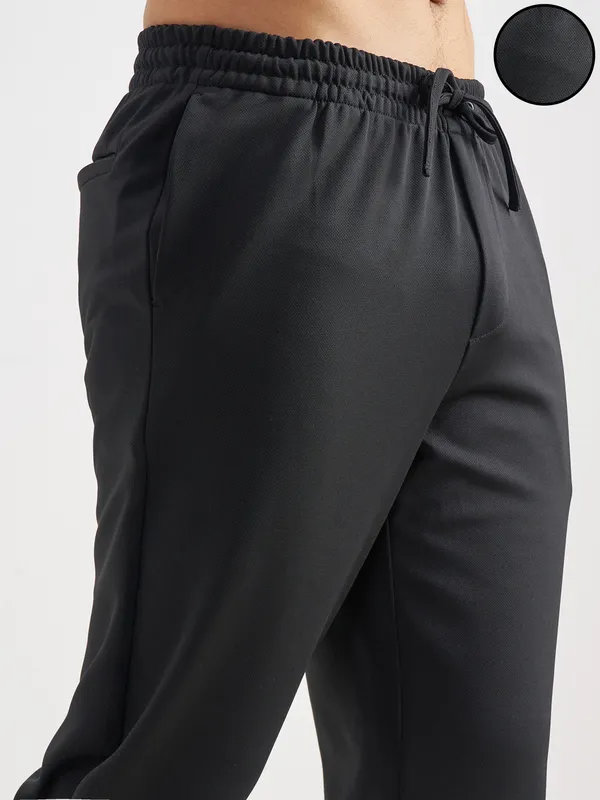 Purple By Highlander Men Black Tapered Fit Solid Regular Trouser