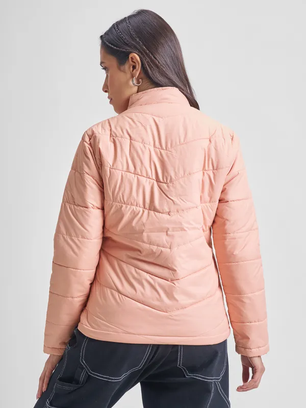 Tokyo Talkies Women Pink Puffer Jacket