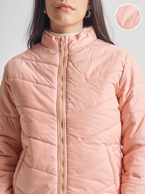 Tokyo Talkies Women Pink Puffer Jacket