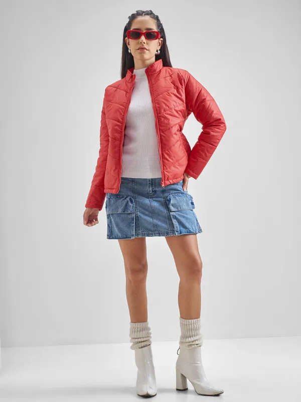 Tokyo Talkies Women Red Puffer Jacket