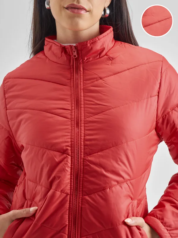 Tokyo Talkies Women Red Puffer Jacket