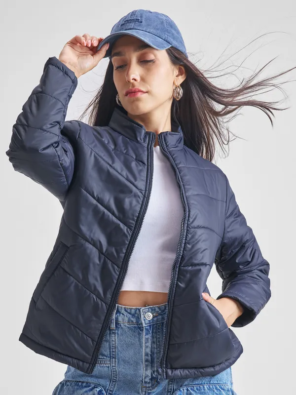 Tokyo Talkies Women Navy Blue Puffer Jacket