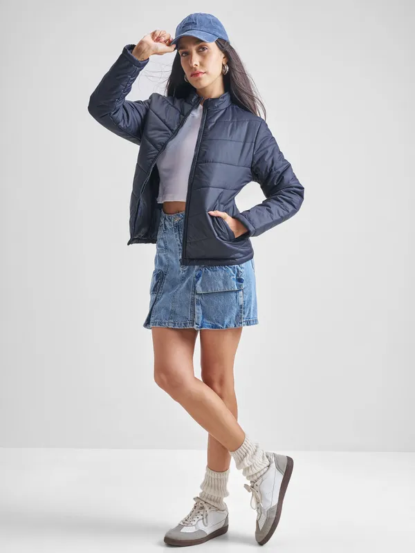 Tokyo Talkies Women Navy Blue Puffer Jacket