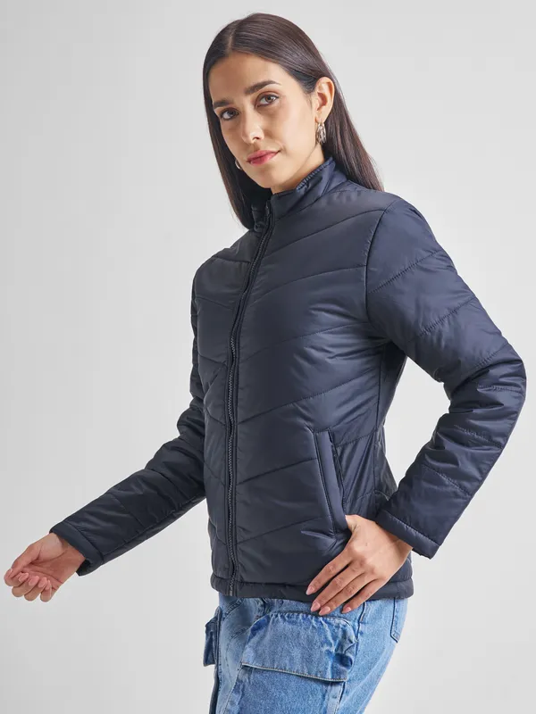 Tokyo Talkies Women Navy Blue Puffer Jacket