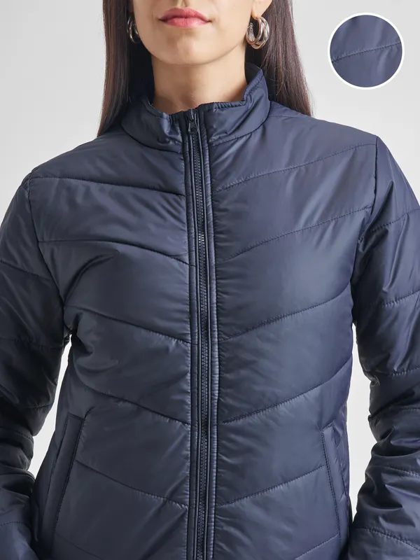 Tokyo Talkies Women Navy Blue Puffer Jacket