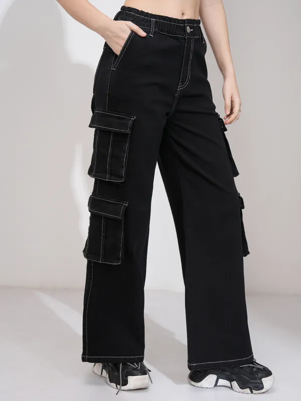 Tokyo Talkies Women Black Straight Fit Stretchable Jeans