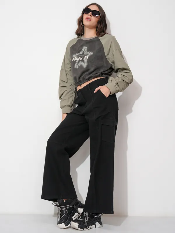 Tokyo Talkies Women Black Wide Leg Stretchable Jeans