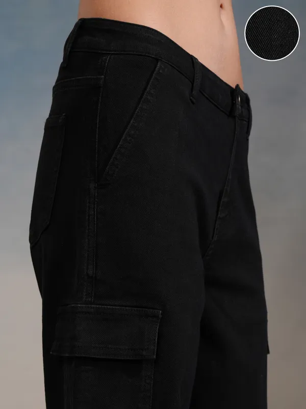 Tokyo Talkies Women Black Wide Leg Stretchable Jeans