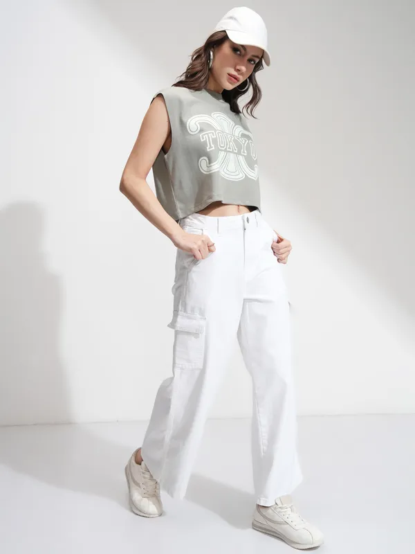 Tokyo Talkies Women White Wide Leg Stretchable Jeans