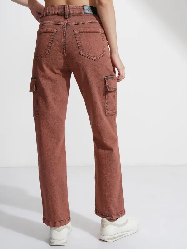 Tokyo Talkies Women Rust Straight Fit Stretchable Jeans