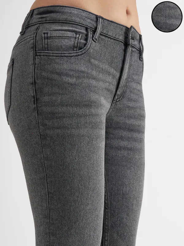 Purple By Tokyo Talkies WomenGrey Skinny Fit Stretchable Jeans