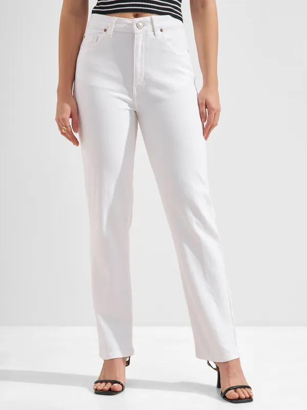 Tokyo Talkies Women White Slim Fit Jeans