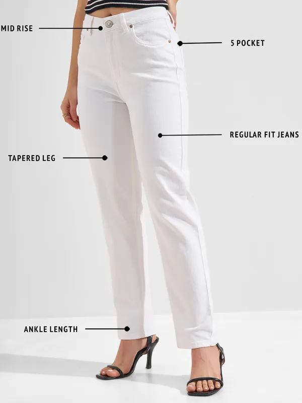 Tokyo Talkies Women White Slim Fit Jeans