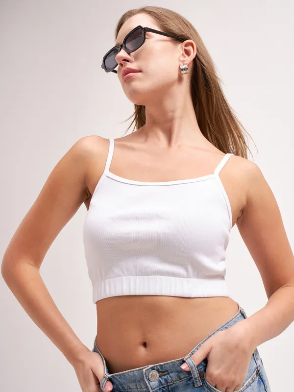 Tokyo Talkies Women White Solid Regular Top