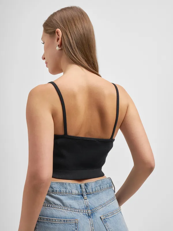 Tokyo Talkies Women Black Solid Regular Top