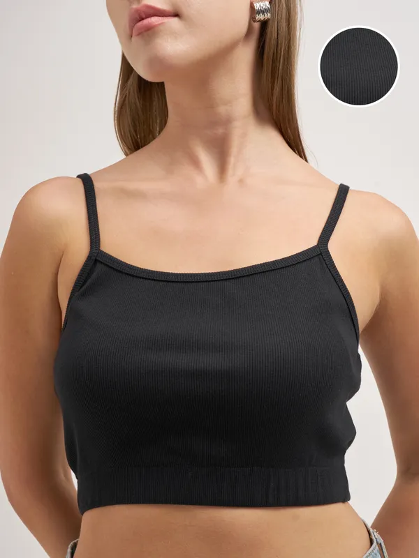 Tokyo Talkies Women Black Solid Regular Top