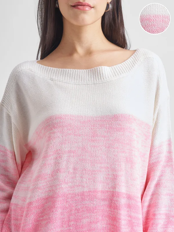 Tokyo Talkies Women Off White Round Neck Sweater