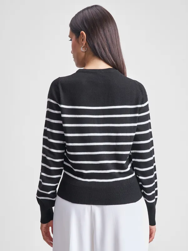 Tokyo Talkies Women Black Round Neck Sweater