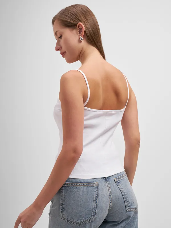 Tokyo Talkies Women White Solid Regular Top