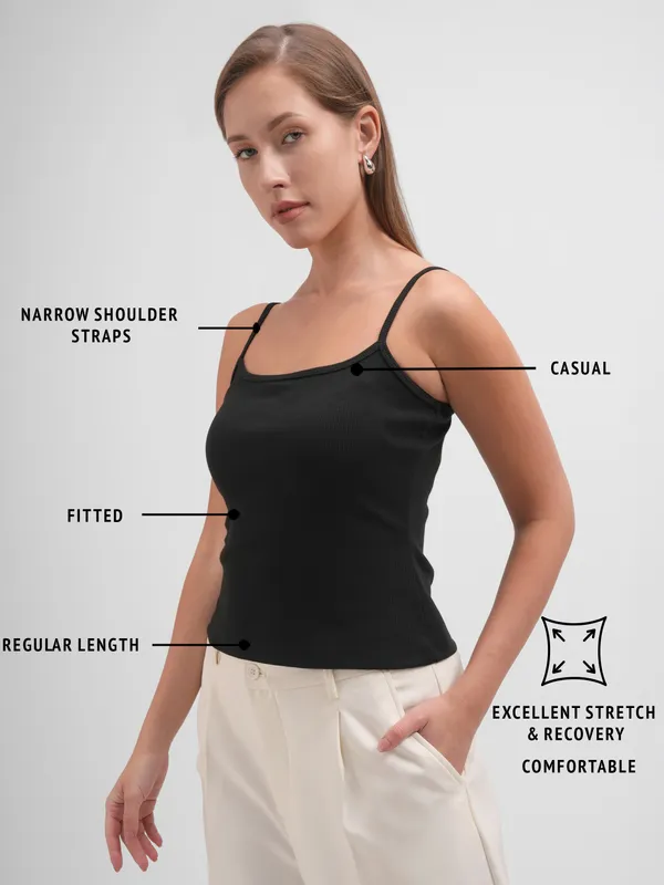 Tokyo Talkies Women Black Solid Regular Top