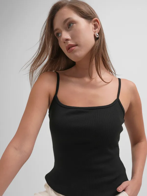 Tokyo Talkies Women Black Solid Regular Top