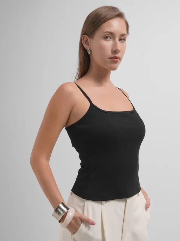 Tokyo Talkies Women Black Solid Regular Top