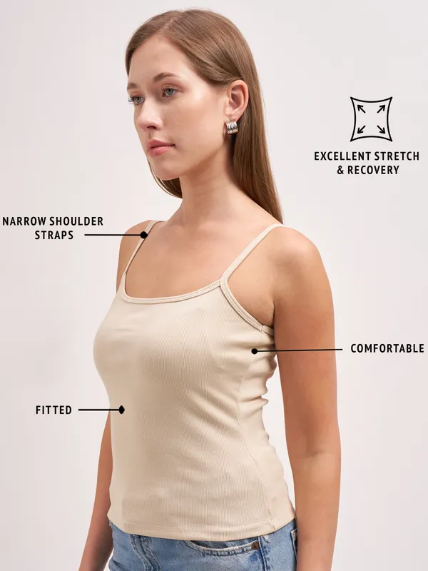 Tokyo Talkies Women Beige Solid Regular Top