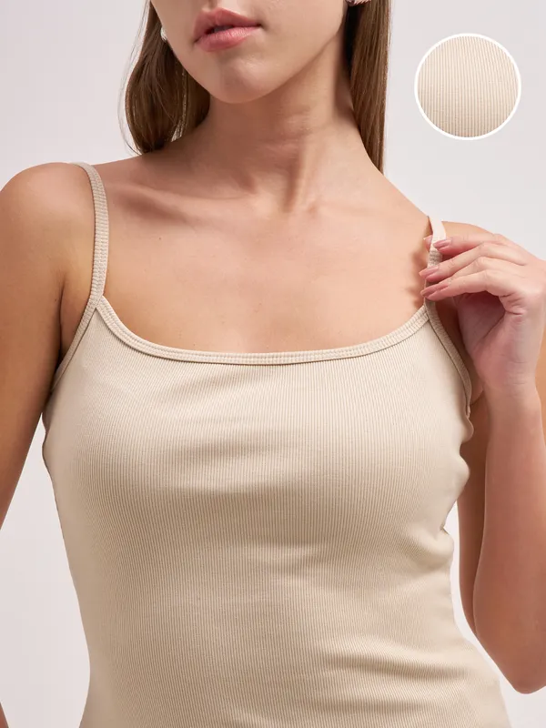 Tokyo Talkies Women Beige Solid Regular Top