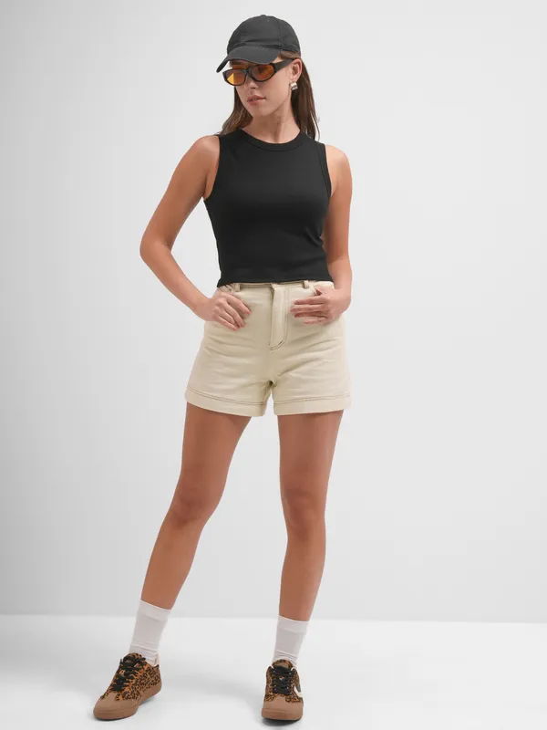 Tokyo Talkies Women Black Solid Regular Top