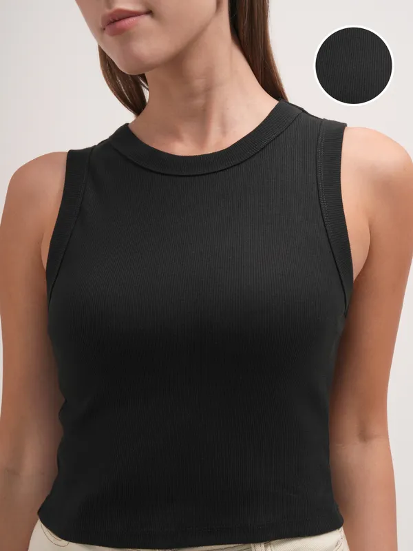 Tokyo Talkies Women Black Solid Regular Top