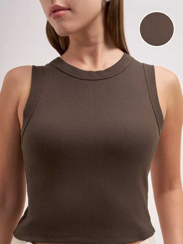 Tokyo Talkies Women Brown Solid Regular Top