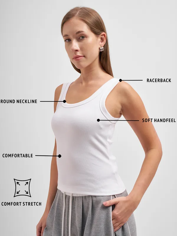 Tokyo Talkies Women White Solid Regular Top