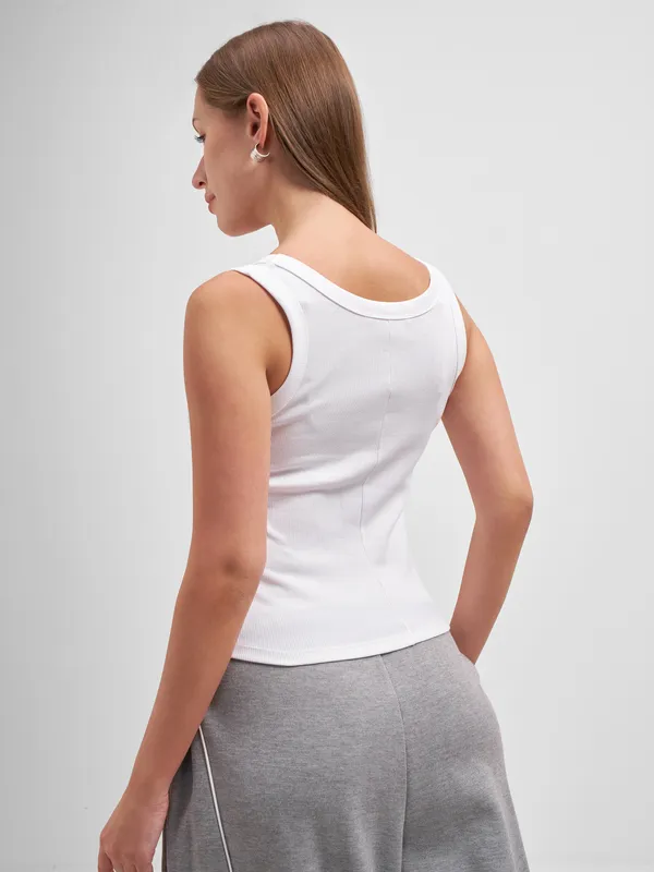 Tokyo Talkies Women White Solid Regular Top